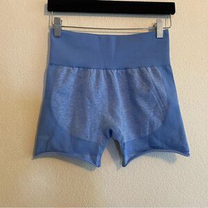 Gymshark Style Cut Off Light Blue Short Biker Shorts